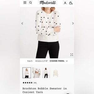 Madewell White Brockton Bobble Sweater